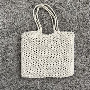 Cotton rope woven macrame knit summer shoulder bag tote white beach